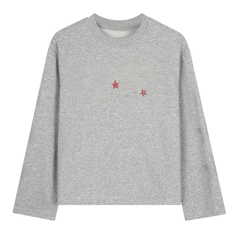 Gray Loose-Fitting Simple Long Sleeved