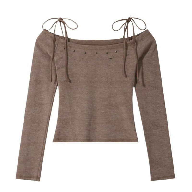 Cropped Retro One-Shoulder Long Sleeve