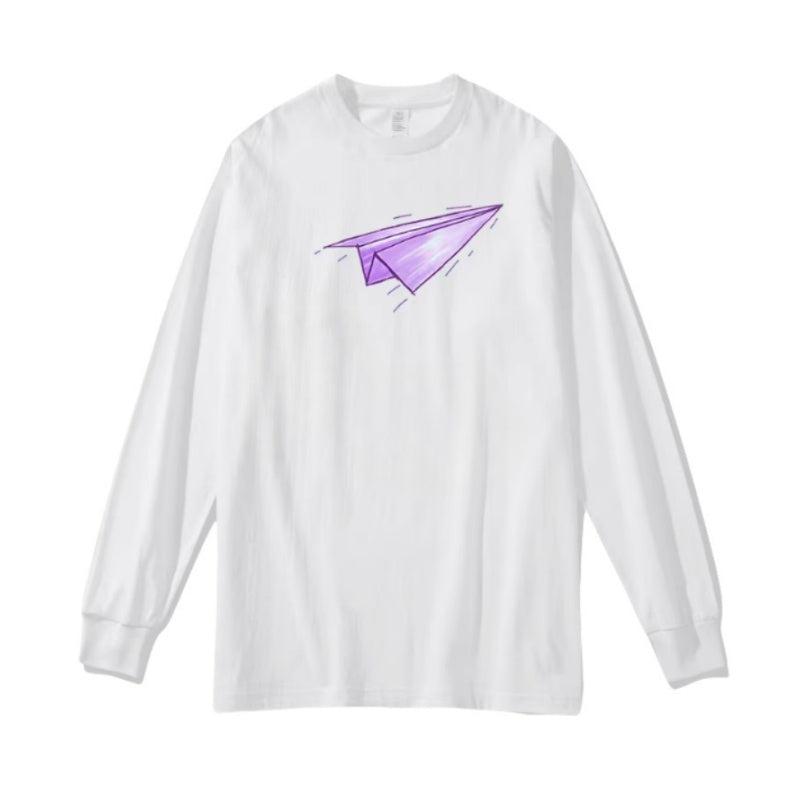 Creative Paper Airplane Print Long Sleeve